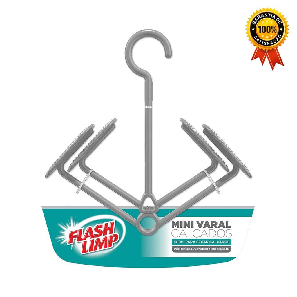 Mini Varal Para Calçados 2 Pares Cinza Tênis Sapato Sandália Flash Limp