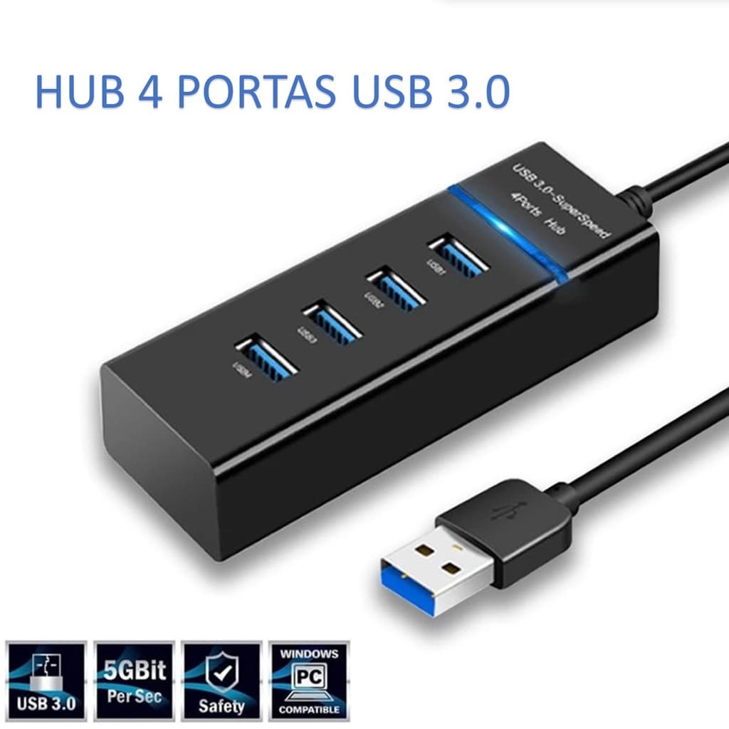 Hub Usb 3.0 4 portas rápidas do expansor 5 Gbps de alta velocidade