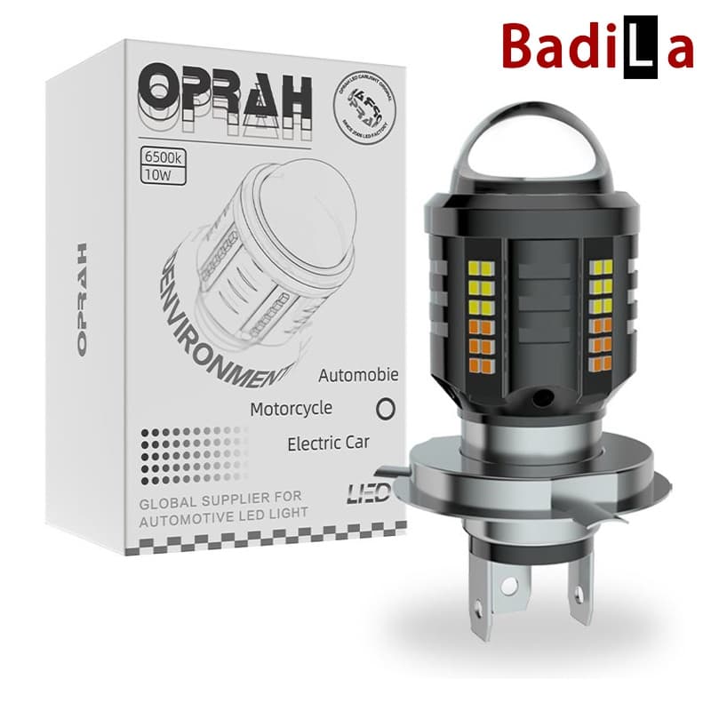 1 Pç Farol De Motocicleta 8000LM LED Bulb T19/P15D/H4/H6/BA20D/Duas Cores/Alta/Baixo/Leve// Nevoeiro/Branco + Amarelo DC12V-60V