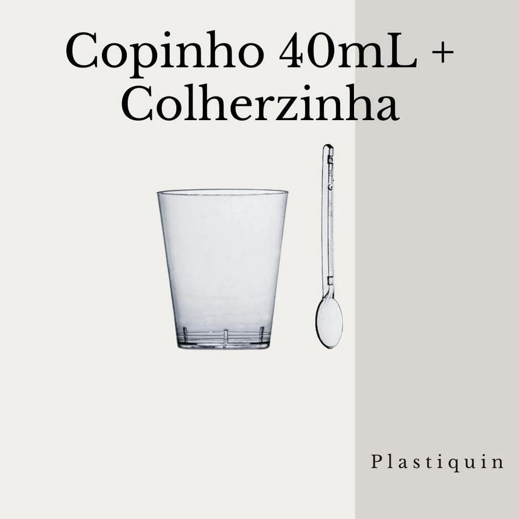 Copinho Acrílico 40ml Brigadeiro + colherzinha 50 e 100 unidades