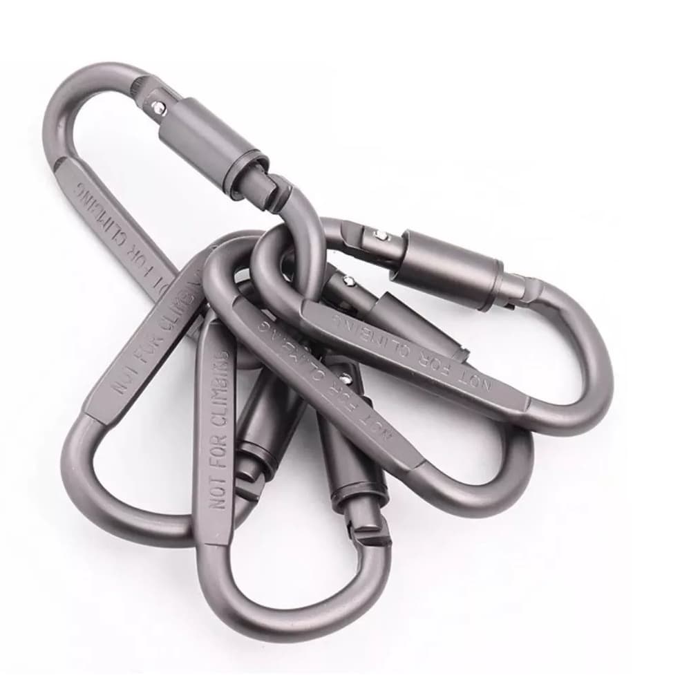 kit Mini Mosquetão Tático EDC de Alumínio c/ Trava Rosca Chaveiro Mosquetão