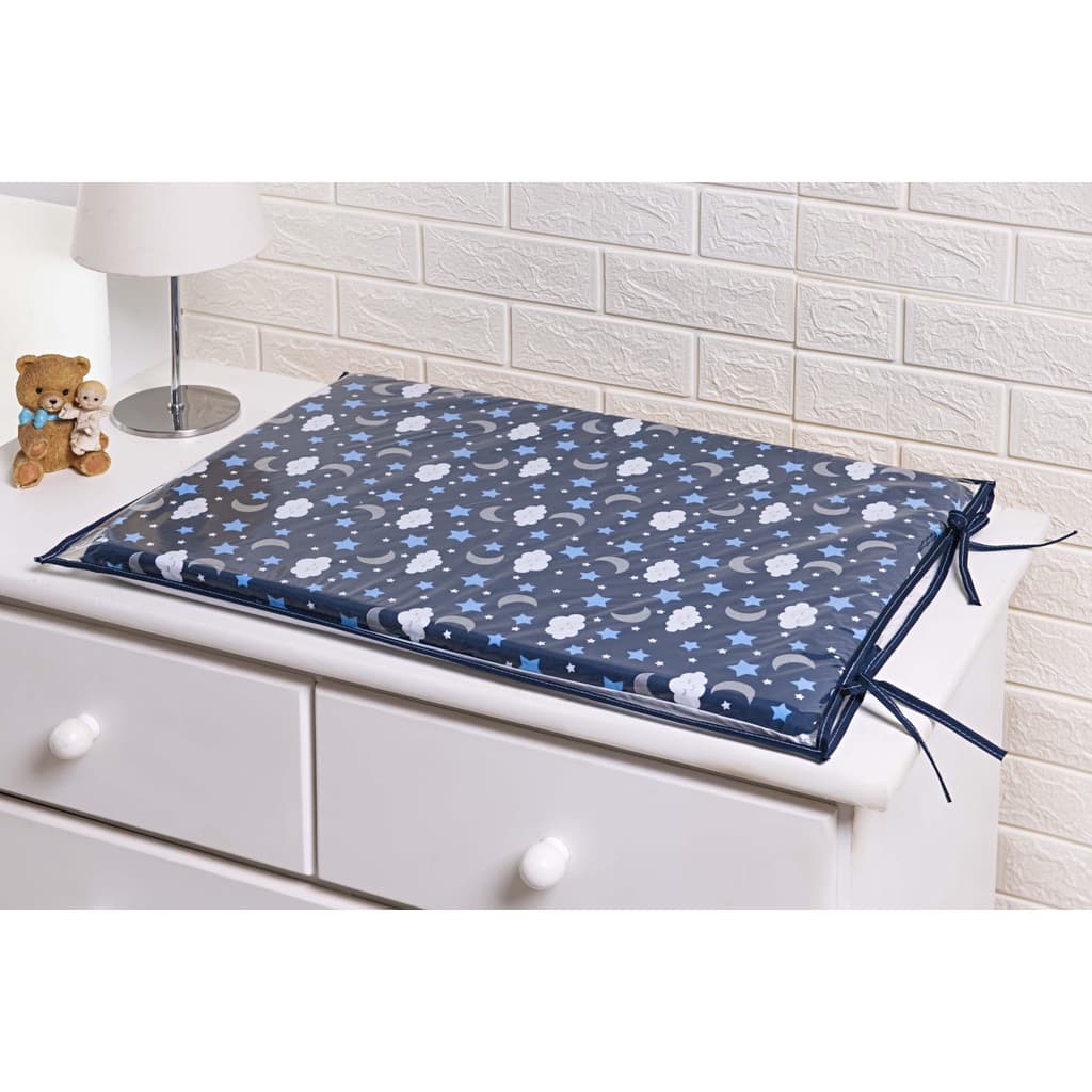 Trocador para comoda de Bebê Promoção Estrelinha Azul Marinho Céu com viés Marinho Espuma densidade 16 Plastificado