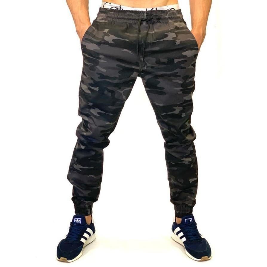Calça Jogger Camuflado Masculino Em Sarja Com Punho Elastico