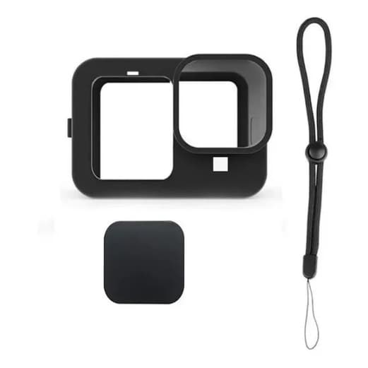 Case Capa Silicone P Gopro Hero 9 10 11 12 13 Black C/ Cordao + Lente