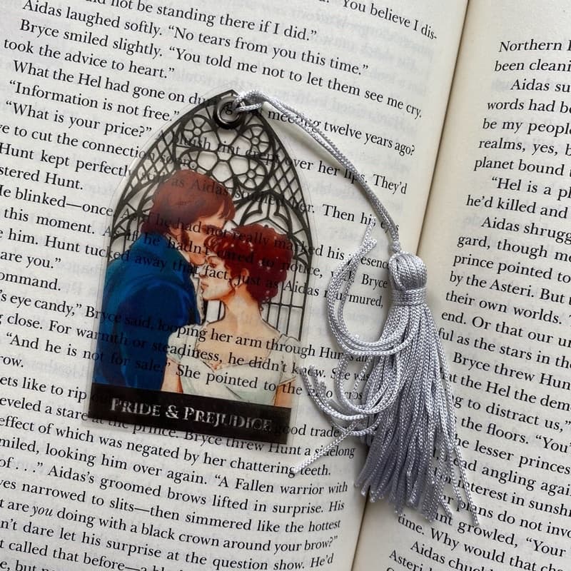 Marcador Transparente com Tassel Pride and Prejudice·Orgulho e Preconceito·Marca Página Mr.Darcy e Elizabeth(Jane Austen