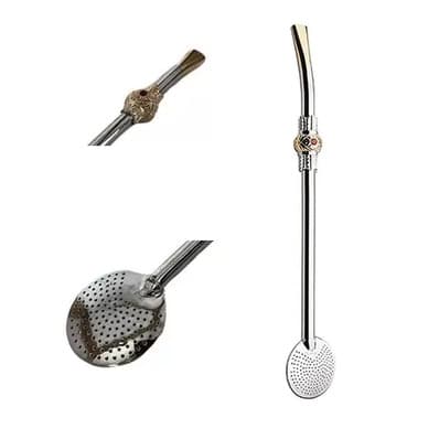 Bomba Para Chimarrão, Tereré Em Aço 23 Cm Não Entope