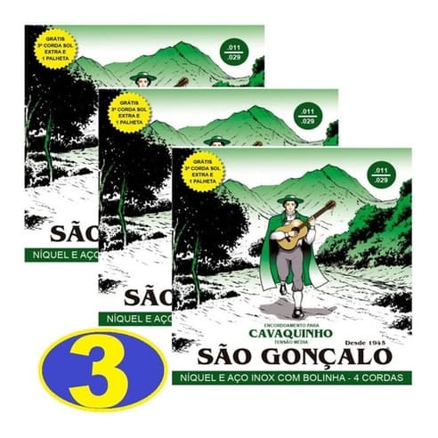 Encordoamento S Gonçalo Cavaco Kit Com 3 Jogos + 1 Kit Palhe