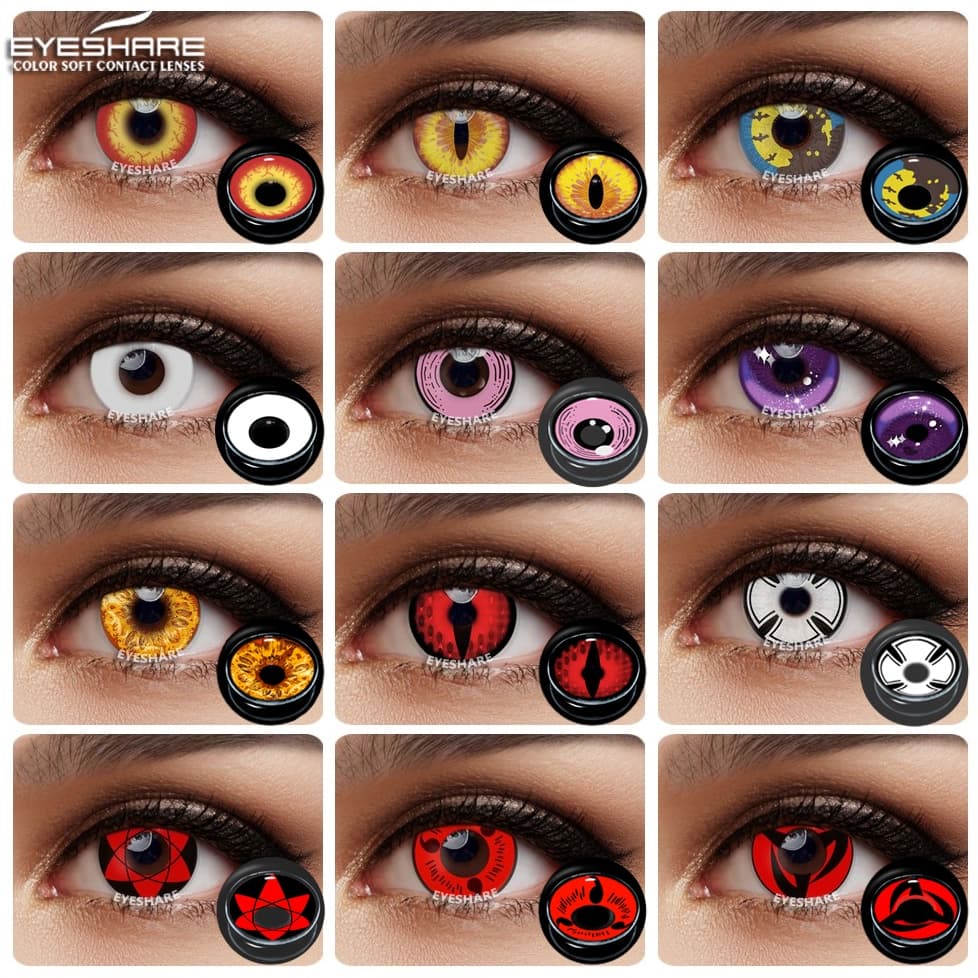 EYESHARE Cor Lentes De Contato Para Os Olhos 1 Par Anime Cosplay Coloridas Lente Beleza Maquiagem Azul Vermelho