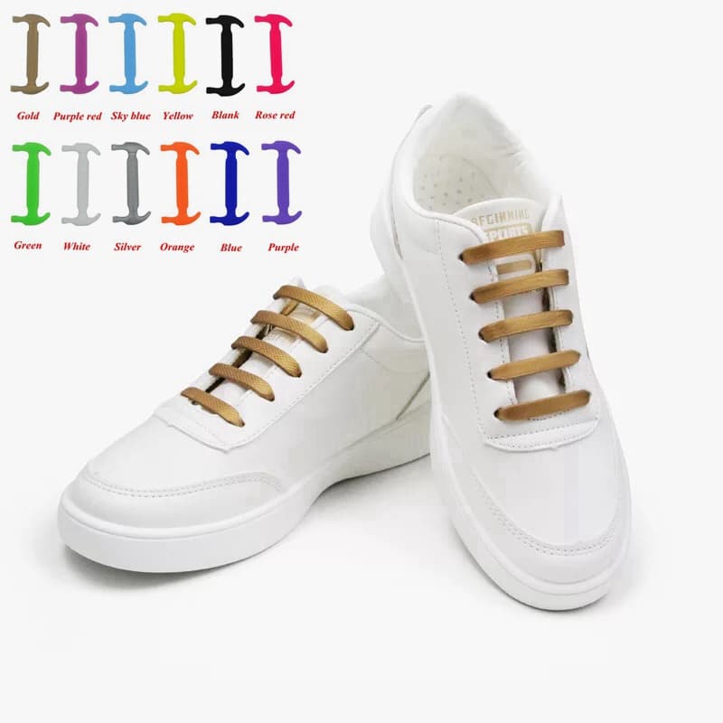 12 Pçs/Set Nenhum Laço Cadarços Elásticos De Silicone Crianças Homens Mulheres Preguiçoso Martelo Tipo Tênis Cadarço Sapato Acessórios