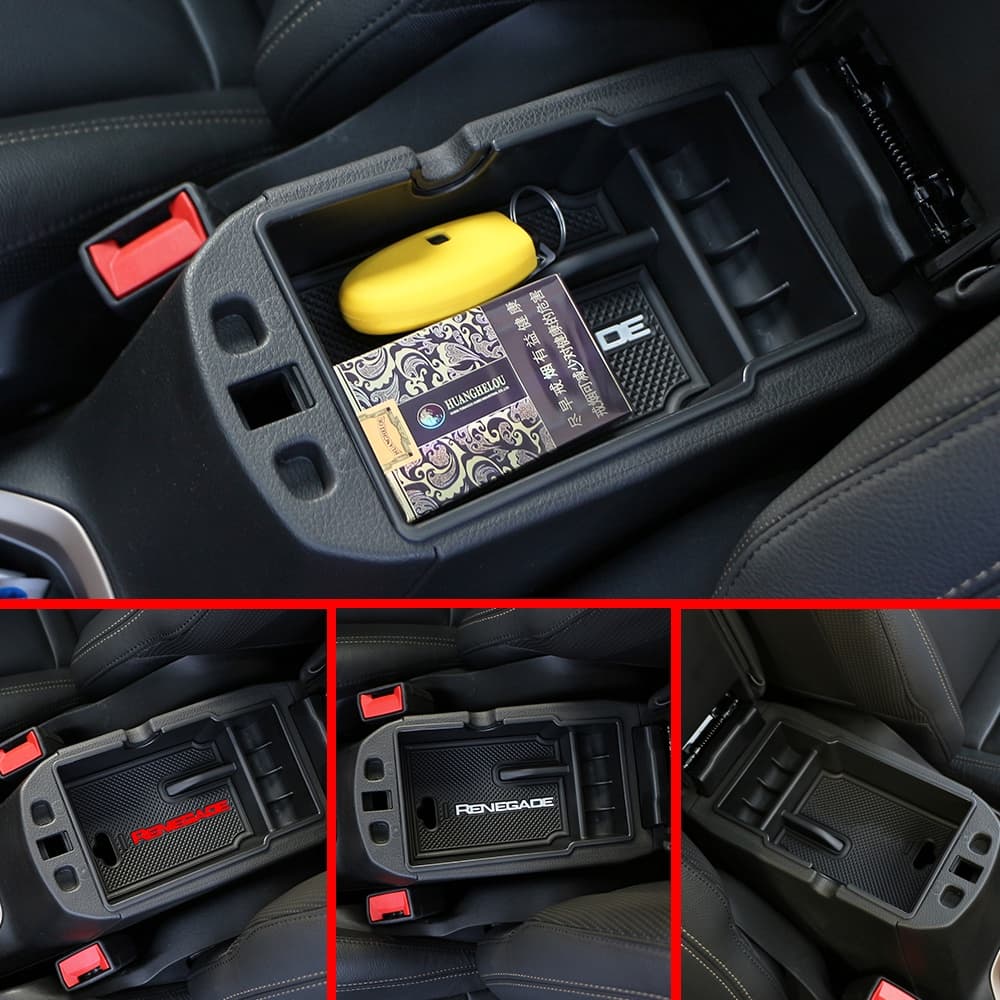 Para O Jeep Renegade 2014-2024 ABS Car Center Armrest Caixa De Armazenamento De Luvas Acessórios Interiores