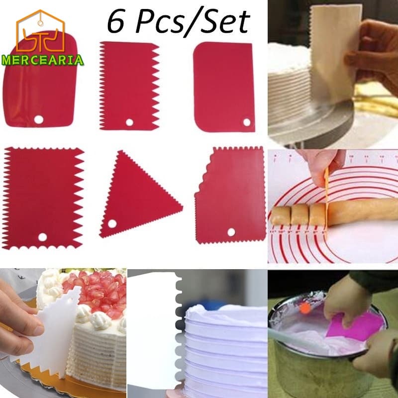 6 Pçs / Set Raspador De Plástico Bolo Dough Pastry Espátulas Cortador De Ferramentas De Cozimento Diy