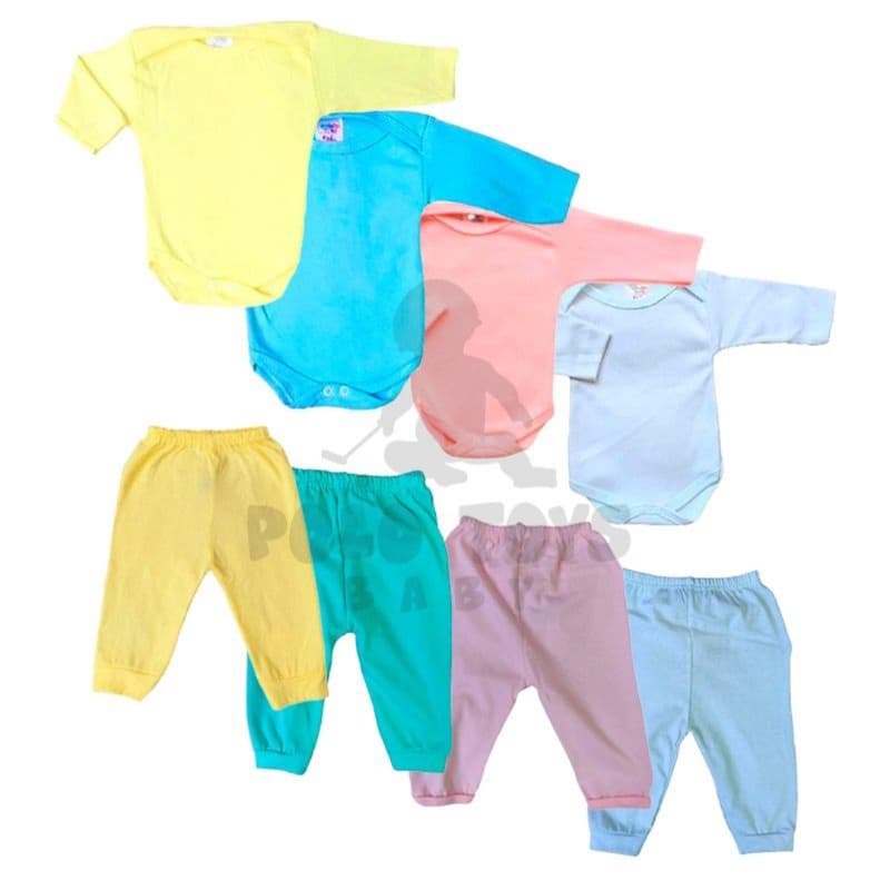 kit 4 peças body e mijão Algodão menina e menino enxoval Bebê.