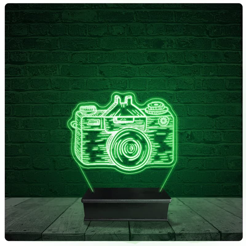 Luminária Abajur Acrílico Led - Câmera Fotografia Fotógrafo