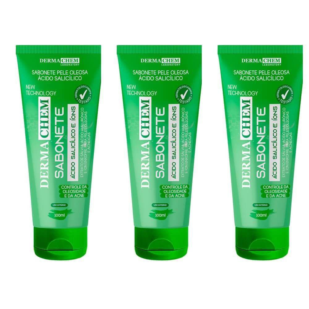 Kit c/3 Un -  Sabonete Ácido Salicílico Íons - Derma Chem