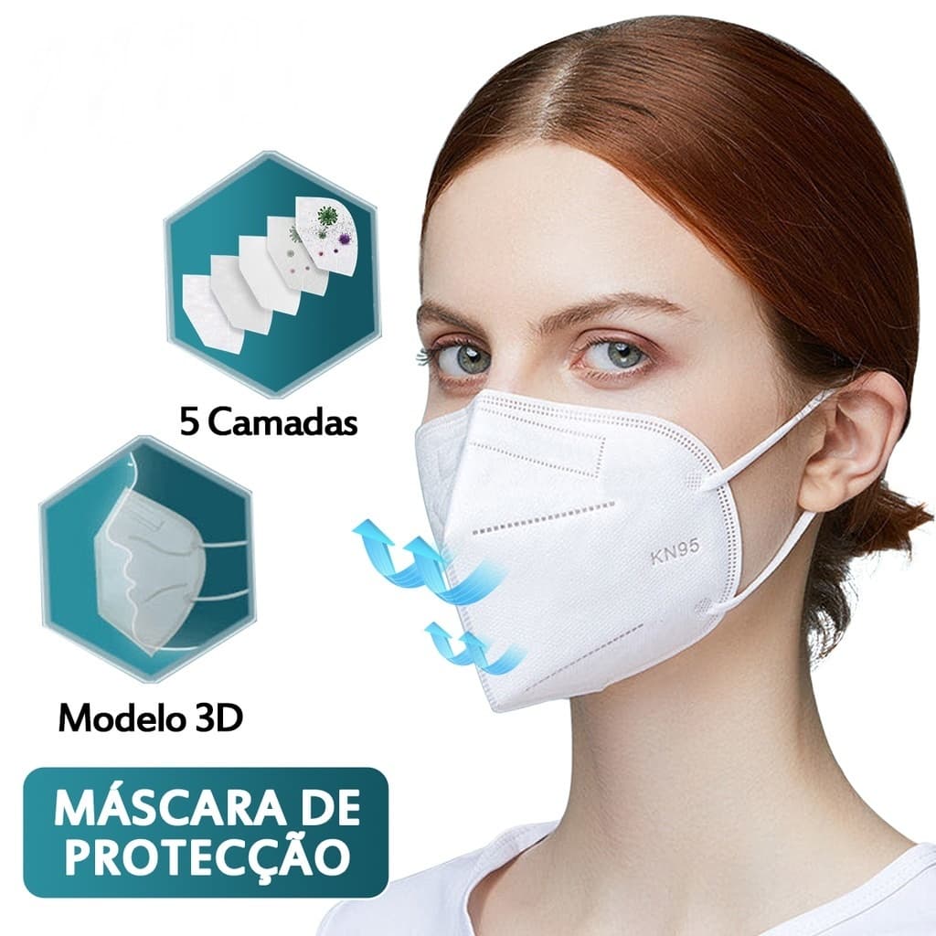 Kit 30 Mascaras KN95 Mascara Descartável Cirúrgica Adulto Branca Hospital Médico