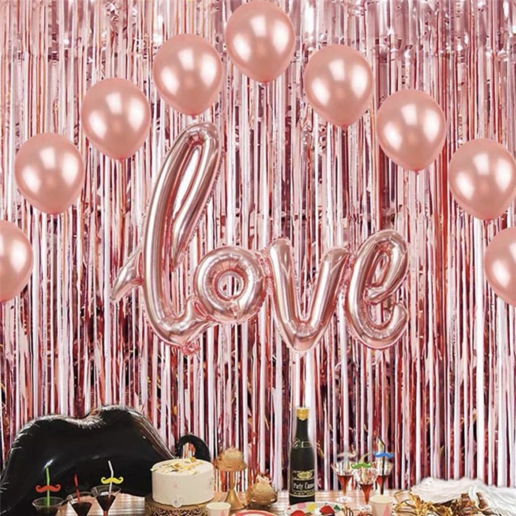 Cortina Metalizada Para Festa Fundo Parede 100cm x 200cm Coração