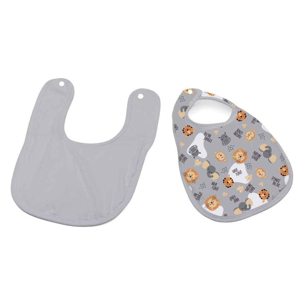 Babador Bebe Impermeável Estampado Safari Cinza Conforto de Bebê