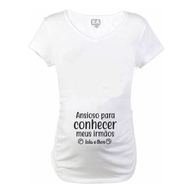 Baby Long Blusa Gestante Ansioso Para Conhecer Meus Irmãos