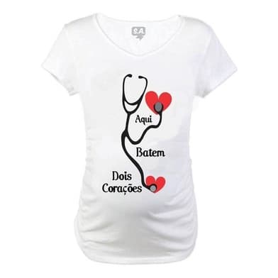 Baby Long Gestante Personalizada Aqui Batem Dois Corações