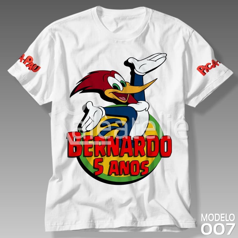 Camiseta Pica Pau Woody Woodpecker Infantil Adulto Unissex Personalizada