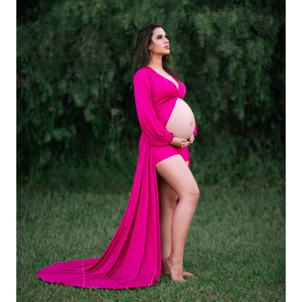 Vestido Gestante Para Ensaio De Fotos Com Shorts G17