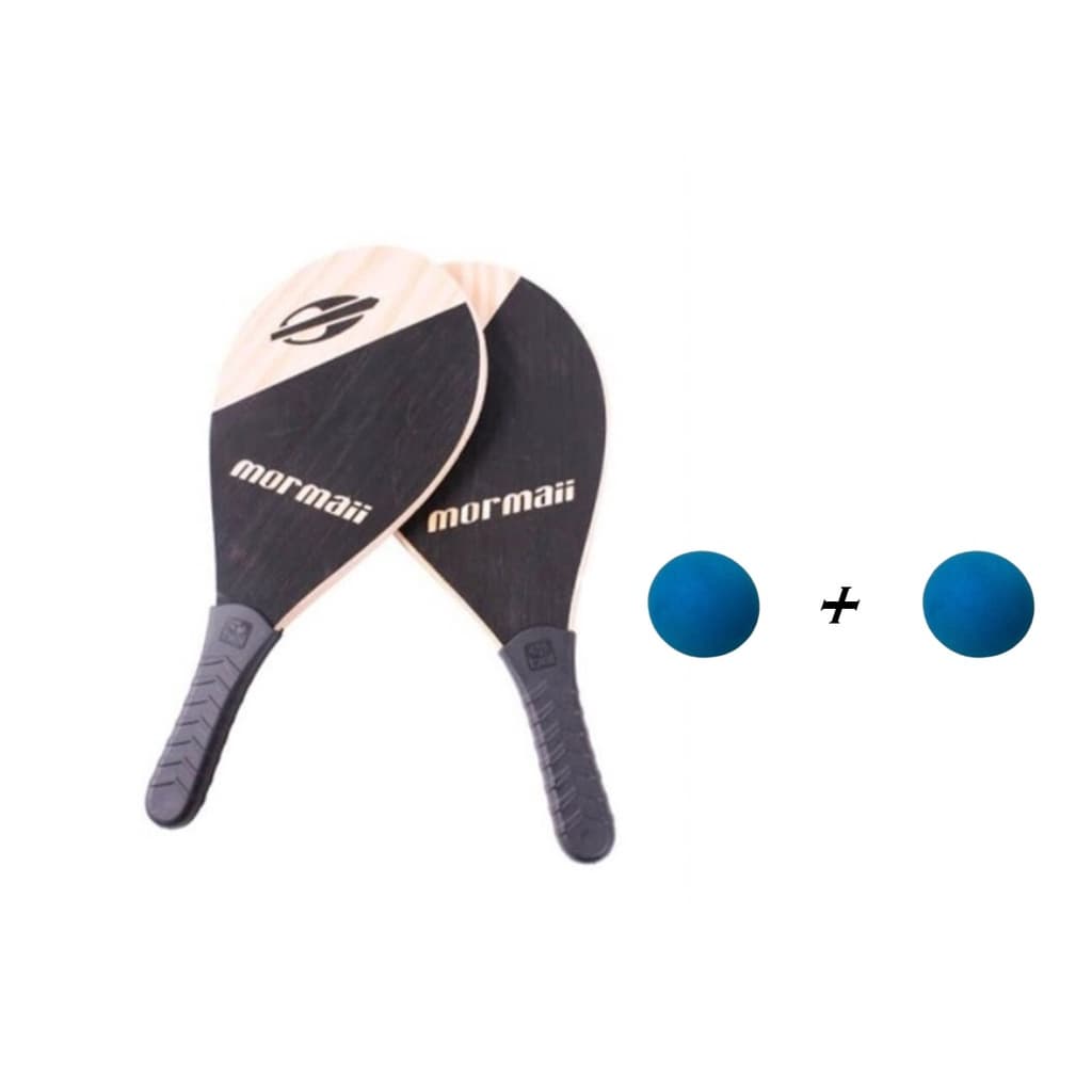 Kit Jogo Frescobol Praia Raquete + Bola Extra Borracha - Mormai