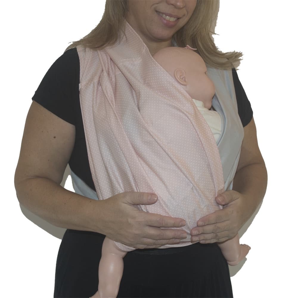 WrapSling de Vestir - FastSling de Vestir Baby Sling PiêPaô Poá Rosa + Cinza Claro