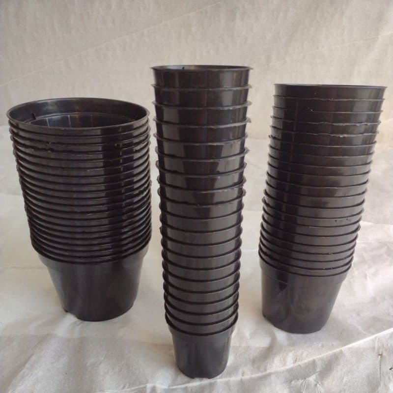 Kit 60 vasos potes para plantas na cor Preta ( Pote 11, pote 9, pote 6 )