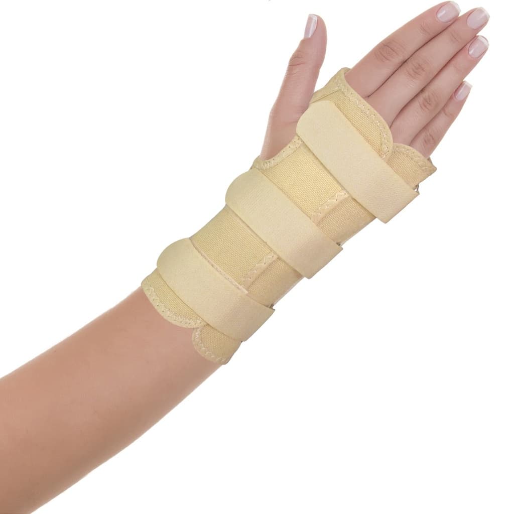 Ortese Munhequeira Com Tala Para Punho Em Tecido Bege