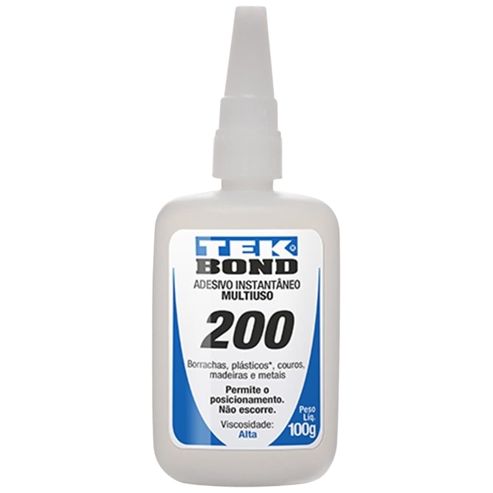 Cola Adesivo Gel 200 Tek bond Instantâneo 100g Multiuso - Alta Viscosidade