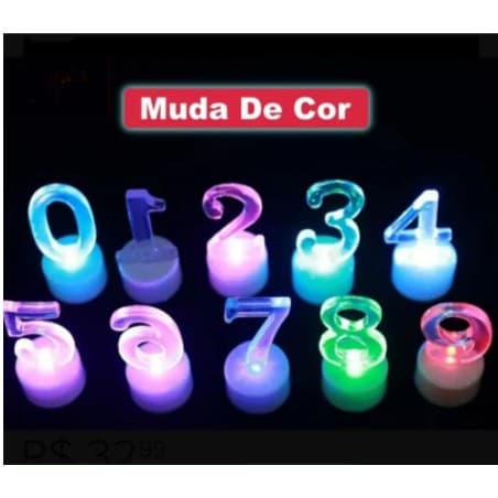 1 Vela de número led colorido piscando para aniversário festa e decoração