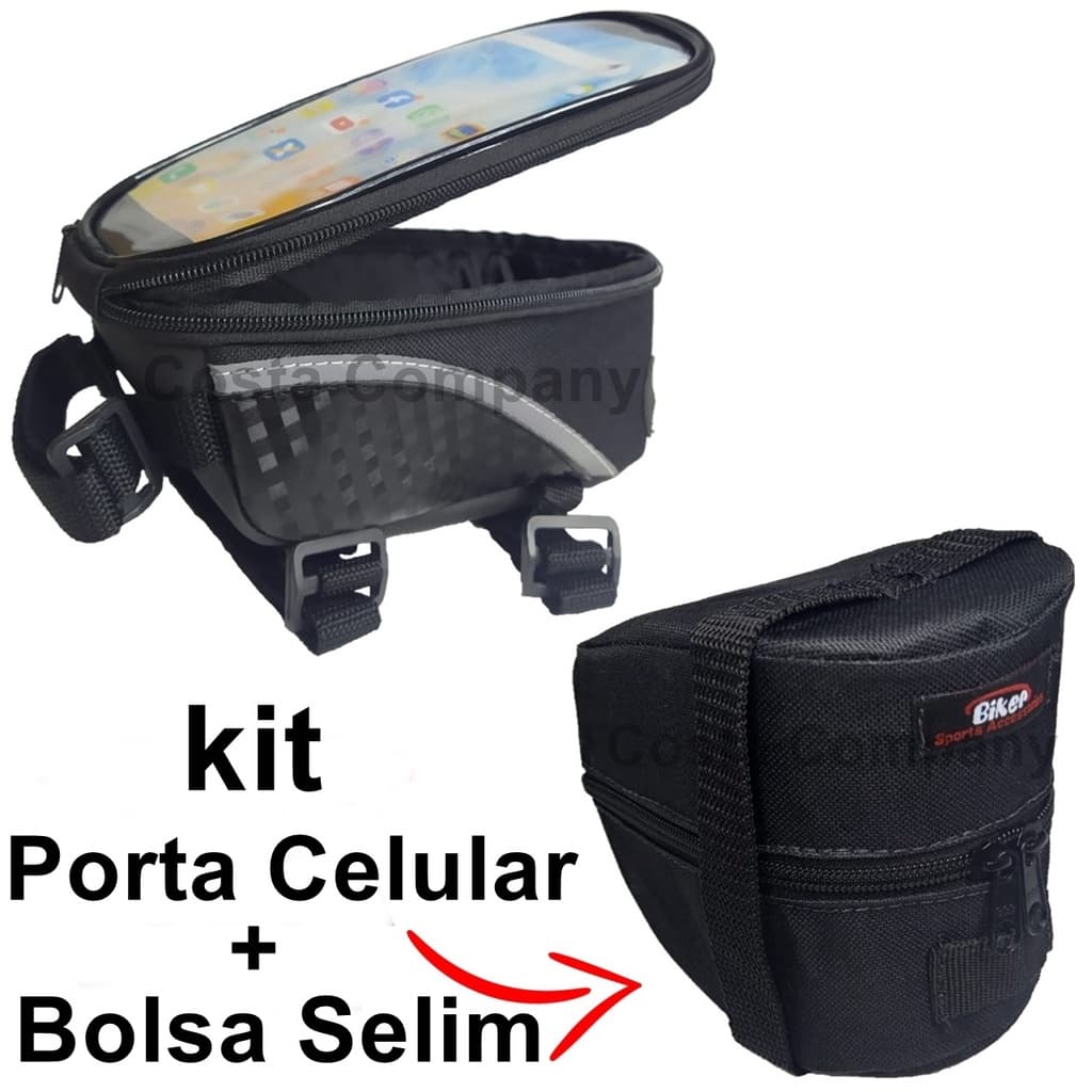 Bolsa Porta Celular e Acessórios + Bolsa de Selim bike Kit