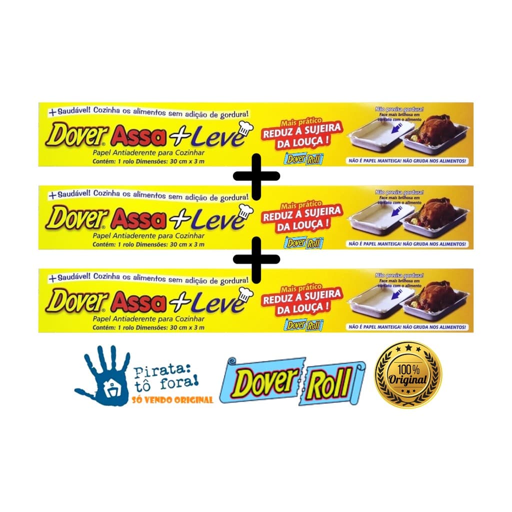Antiaderente Dover Roll Kit 3 Rolos Tamanho 30cm X 3mts