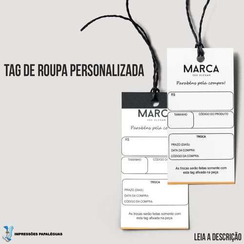 Etiqueta Tag De Roupa Personalizadas - 9x5cm - 1000 Unidades