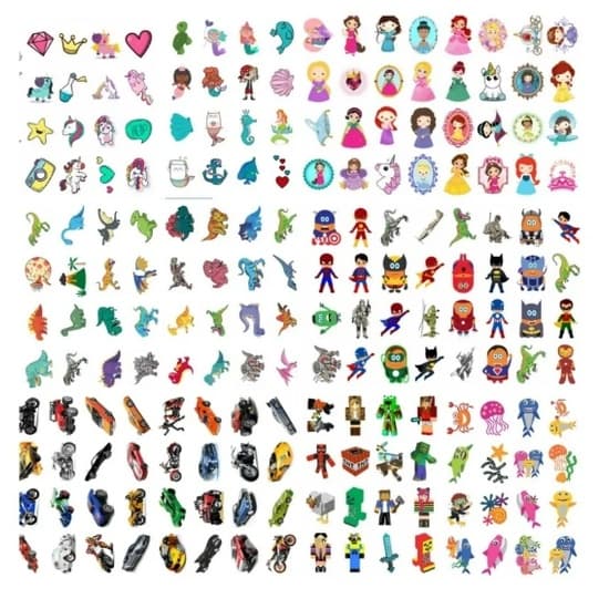 Kit festa 256 tatuagens infantis temporárias