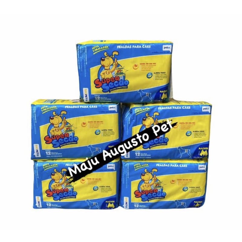 5 Pacotes Fralda Super Secão M Macho Descartável Pet Cachorro Cães Pet 60 Un