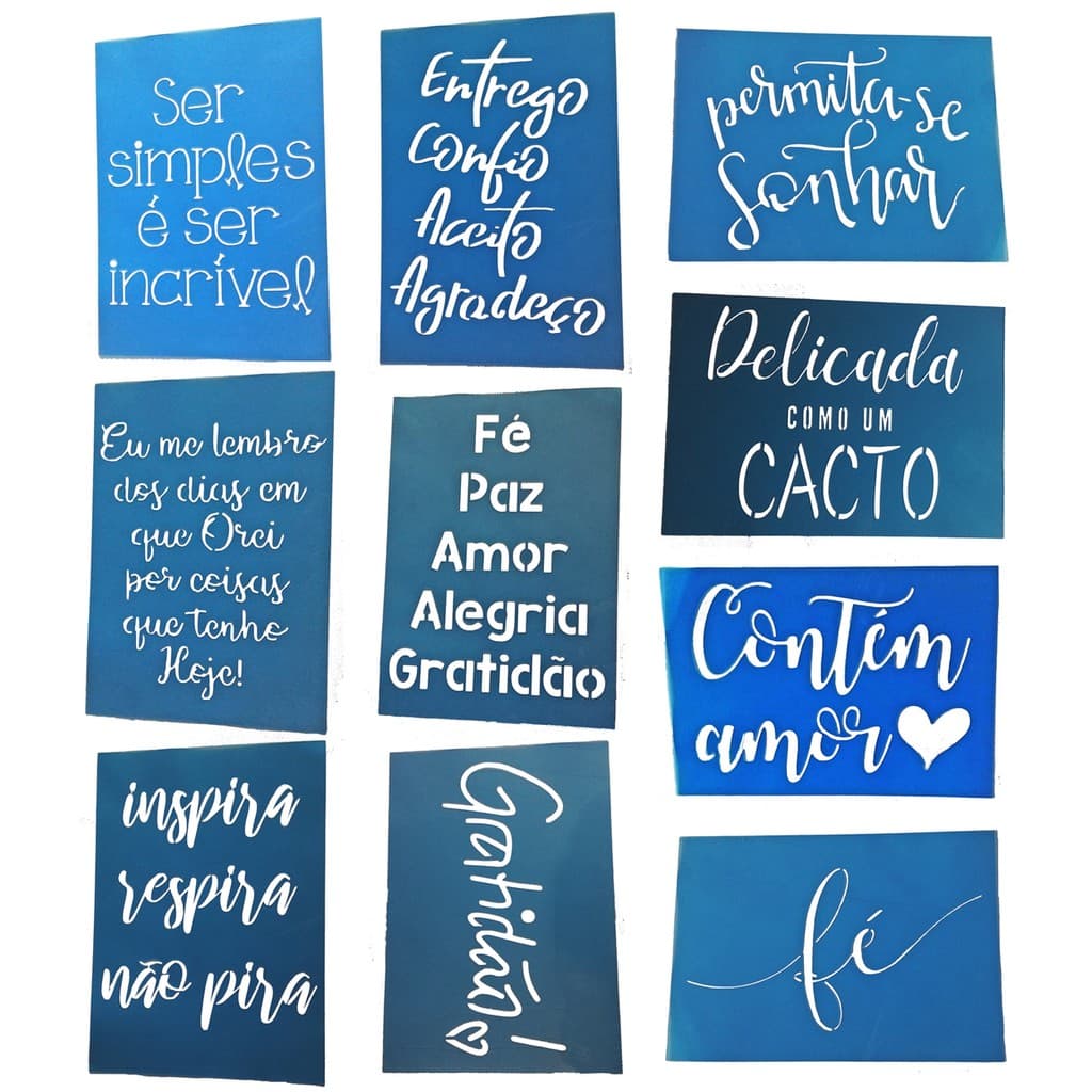 Stencil Frases Pano De Prato Pintura Vazado 10 Pcs 20x14cm