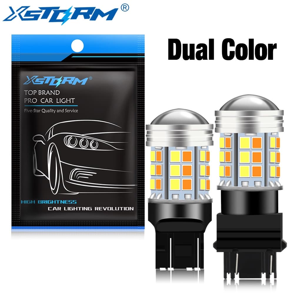 XSTORM 2pçs Lâmpada Dupla Cor T20 Led 7443 W21/5W 1157 BAY15D P21 T25 3157 P27/7W Carro DRL Sinal De Volta De Automóvel
