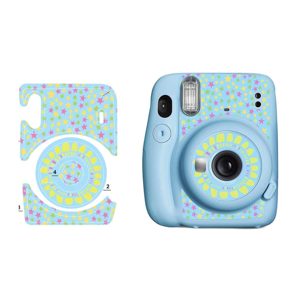Adesivo para Câmera Instax Mini 11 Estrelas Fundo Azul
