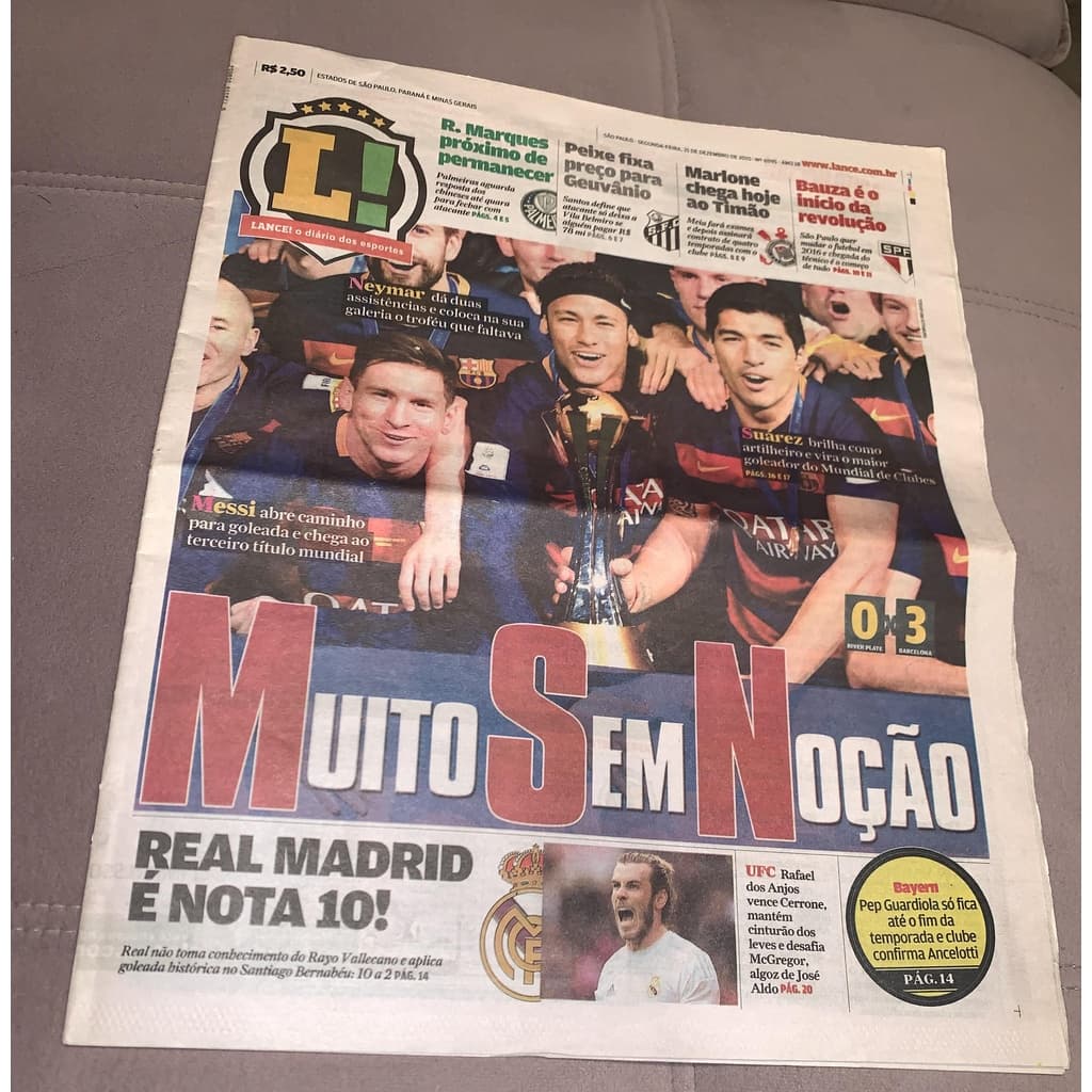 +m+ Jornal Diário Lance - Barcelona Campeão Mundial Fifa 2015 - Edição 21.12.2015