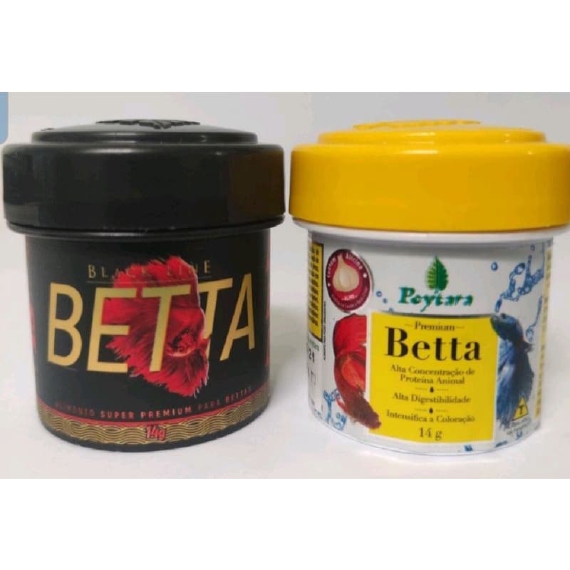 Ração kit P/Betta Poytara Betta Premium 14gr +Ração Black Para Peixes Betta