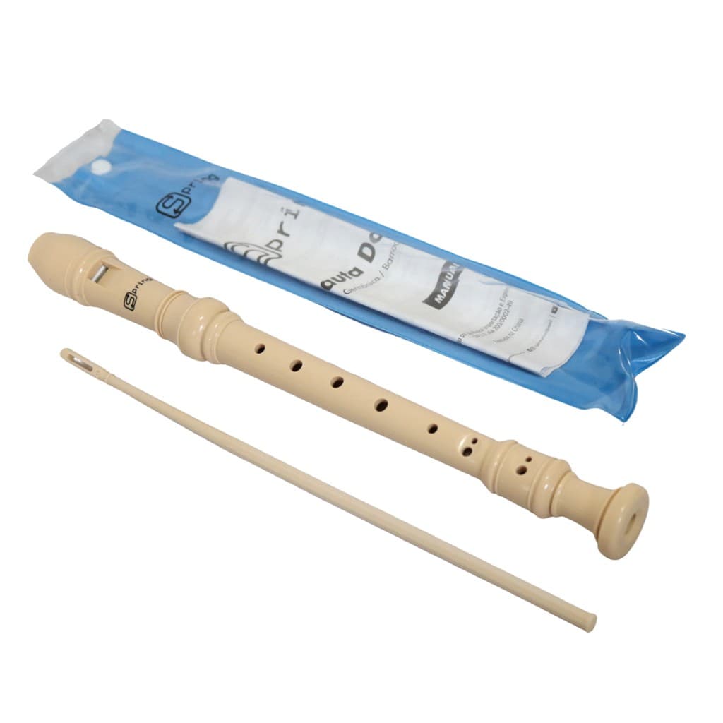 Flauta Doce Germânica Capa + Vareta De Limpeza