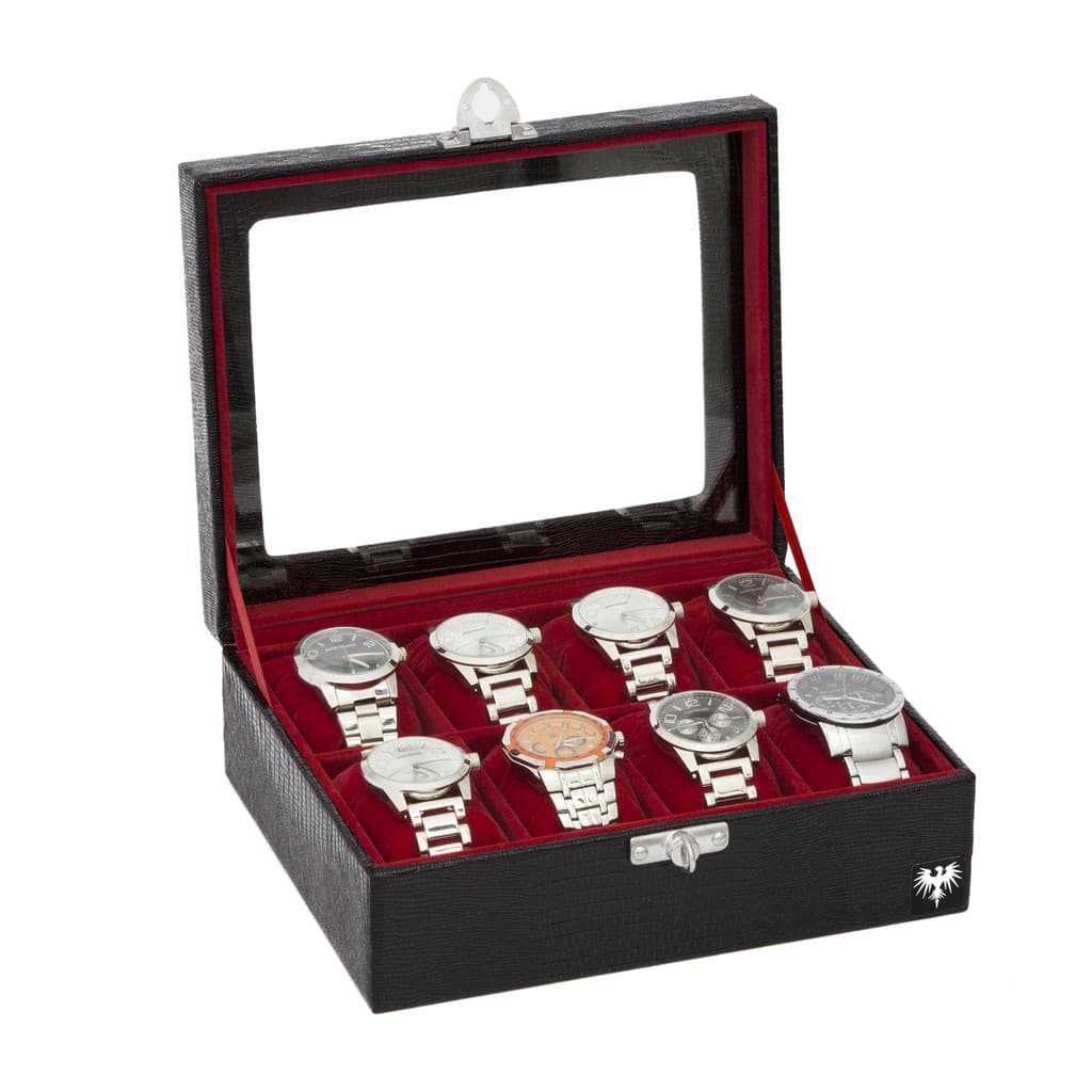 Estojo Porta Relógio Couro Ecológico 8 Nichos