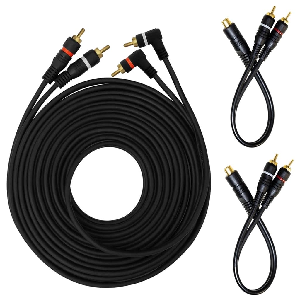 Kit 1 Cabo Rca 5mts e 2 Y 2M/1F P/ Módulo Amplificador