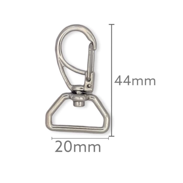 MOSQUETÃO GIRATÓRIO PRATA 20 MM – 2,0 CM (04 UNIDADES) - Para Bolsas, Mochilas, Necessaire, Artigos de Costura