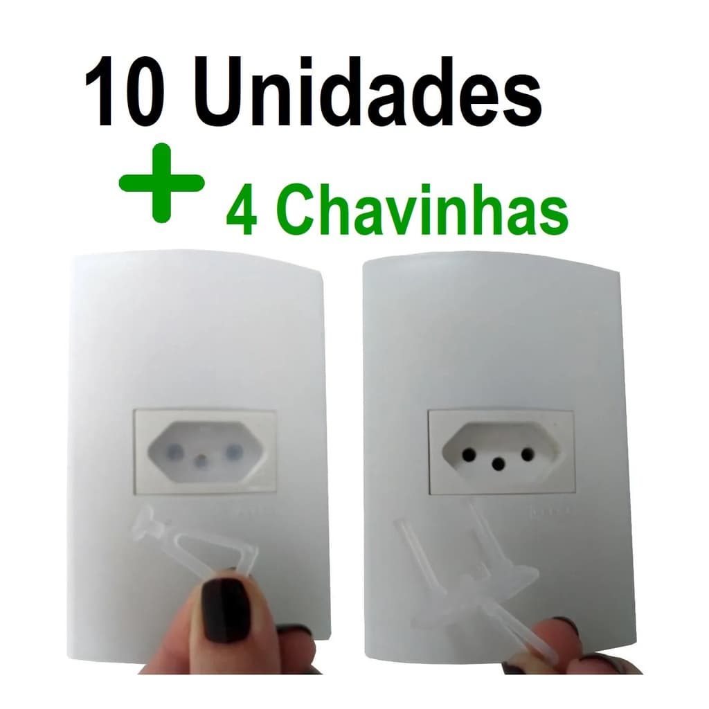 10 Protetores de Tomadas com 4 chavinhas Transparente