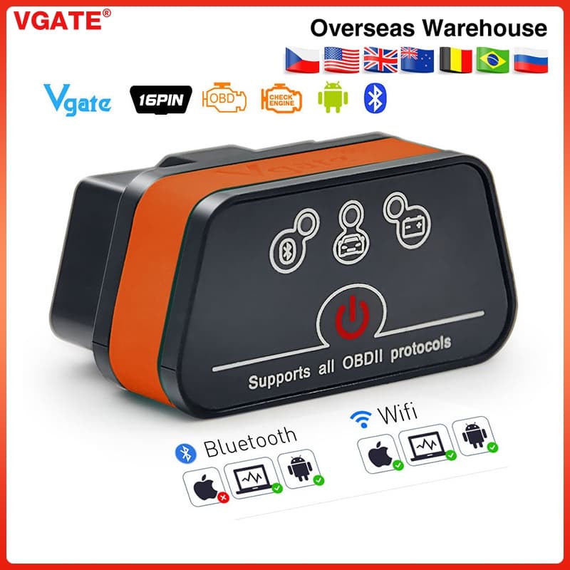 (Spot goods) ICar2 ELM327 OBD2 Scanner Vgate Elm 327 V2.1 Bluetooth Leitor De Código De Diagnóstico Android/PC/IOS obd