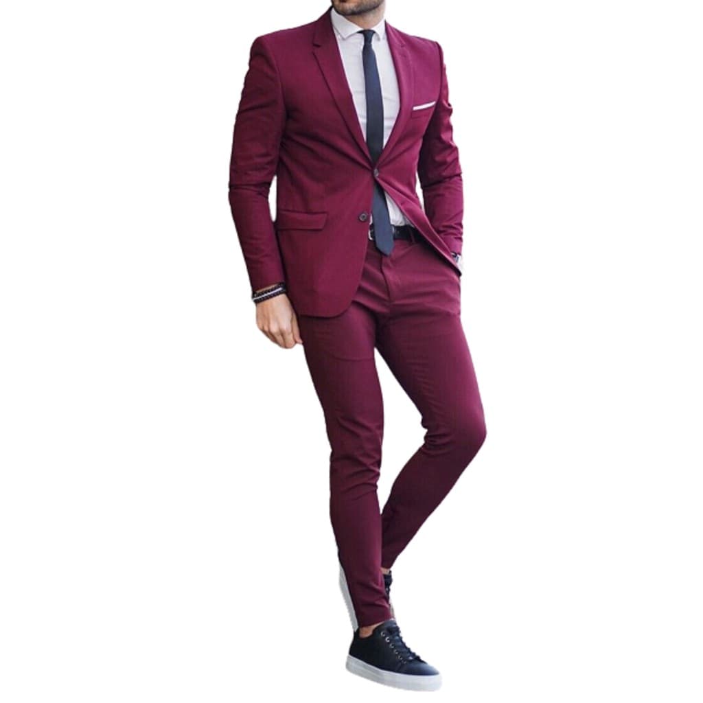 Terno masculino slim Bordo( Paletó e calça)Oxford - Corte Italiano 2 Botões