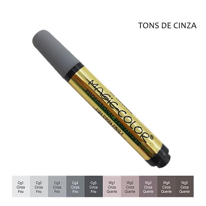 Marcador Base Álcool Magic Color ponta chanfrada - AVULSO TONS DE CINZA