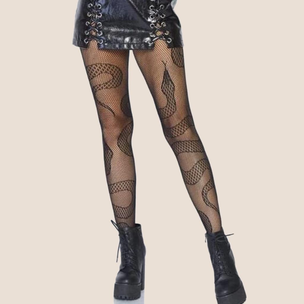 Tight snake stockings, mesh punk long fish stockings, sexy women's stockings, tattooed jumpsuit, wow socks